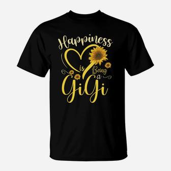 Happiness Is Being A Gigi Sunflower Mother's Day Grandma T-Shirt | Crazezy