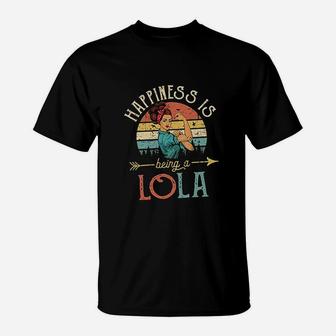Happiness Is Being A Lola For Women Vintage Grandma T-Shirt | Crazezy