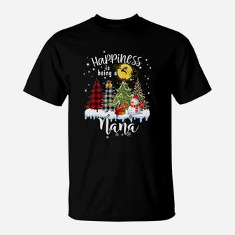 Happiness Is Being A Nana Christmas Night - Grandma G Sweatshirt T-Shirt | Crazezy