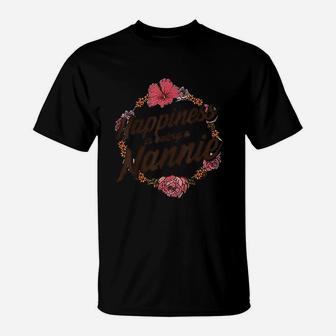 Happiness Is Being A Nannie Cute Floral T-Shirt | Crazezy UK