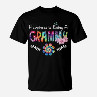 Happiness Is Being Grammy Flower Tie Dye Mother's Day T-Shirt | Crazezy DE