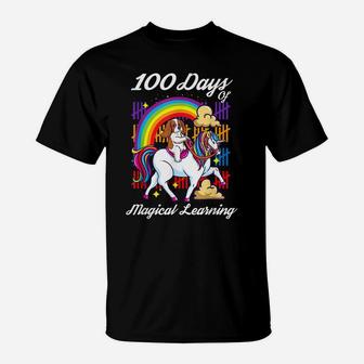 Happy 100 Days Of School For Girls Magical Unicorn And Dog T-Shirt | Crazezy