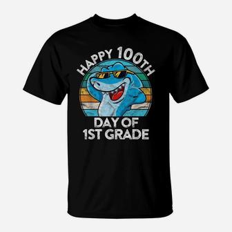Happy 100Th Day Of First Grade Gift School Shark 1St Class T-Shirt | Crazezy