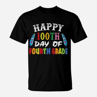 Happy 100Th Day Of School 100Th Day Of 4Th Grade T-Shirt | Crazezy DE