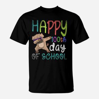 Happy 100Th Day Of School Dabbing Pug Dog 100 Days Of School T-Shirt | Crazezy CA