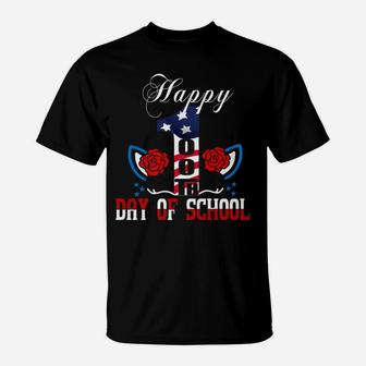 Happy 100Th Day Of School Gift For Teacher Or Child Usa Flag T-Shirt | Crazezy