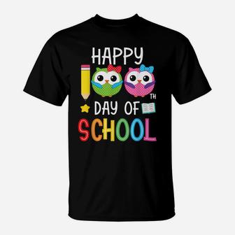 Happy 100Th Day Of School Kindergarten Owl Girls Gifts T-Shirt | Crazezy
