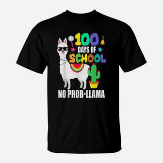 Happy 100Th Day Of School Llama Funny Teacher Student Kids T-Shirt | Crazezy