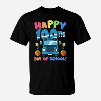 Happy 100Th Day Of School Truck Boys Kids 100 Days Of School T-Shirt | Crazezy DE
