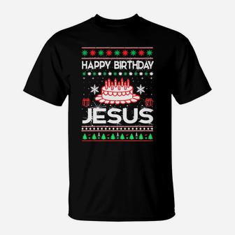 Happy Birthday Jesus Christian Woman Men Kids Ugly Christmas Sweatshirt T-Shirt | Crazezy