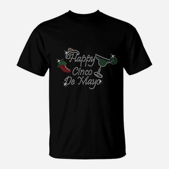 Happy Cinco De Mayo Rhinestone Party T-Shirt | Crazezy UK