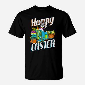 Happy Easter Rabbit Bunny Egg Hunting Train Basket Gift T-Shirt | Crazezy