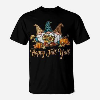 Happy Fall Y'all Gnome Leopard Pumpkin Funny Autumn Gnomes Sweatshirt T-Shirt | Crazezy CA