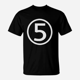 Happy Family Clothing Fifth Birthday Modern Circle Number Five T-Shirt | Crazezy
