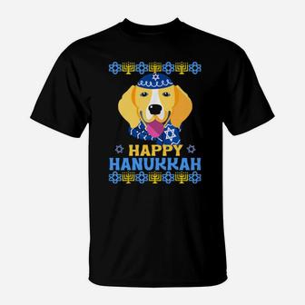Happy Hanukkah Beagle Dog Ugly Xmas T-Shirt - Monsterry DE