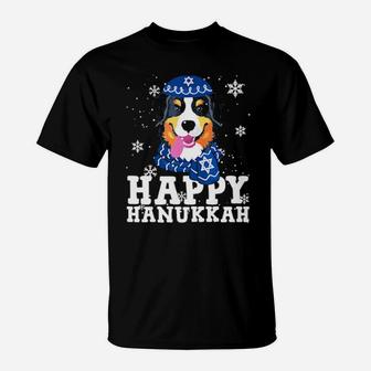 Happy Hanukkah Bernese Mountain Dog Funny Ugly Xmas T-Shirt - Monsterry