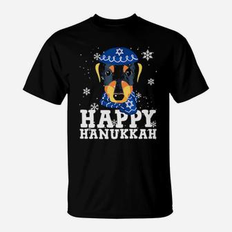 Happy Hanukkah Dachshund Dog Funny Noel Ugly T-Shirt - Monsterry