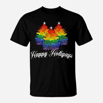 Happy Holigays Lgbt Pride Christmas Tree Humor Gift Sweatshirt T-Shirt | Crazezy AU