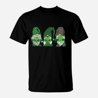 Happy St Patricks Day Three Gnomes Shamrock Gift T-Shirt - Thegiftio UK