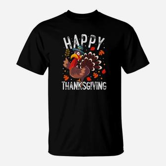 Happy Thanksgiving For Kids Boys Girls Turkey Day T-Shirt - Seseable