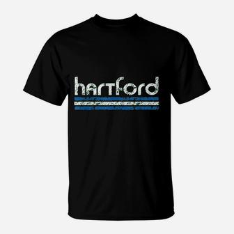 Hartford Connecticut Retro Vintage Throwback Weathered T-Shirt | Crazezy CA