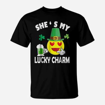 Hat Shamrock Face Drinking Beer She's My Lucky Charm Shirt T-Shirt | Crazezy AU