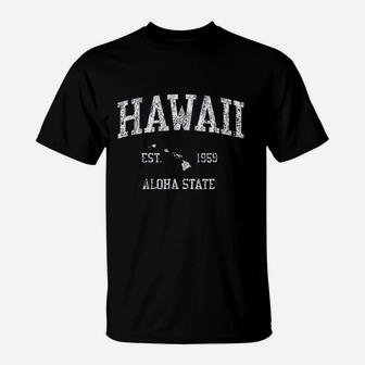 Hawaii Vintage Sports Design Hawaiian Islands Hi T-Shirt | Crazezy UK