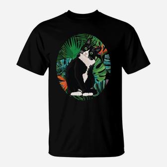 Hawaiian Tshirt Tuxedo Cat Tropical Gift Animal Lovers T-Shirt | Crazezy DE