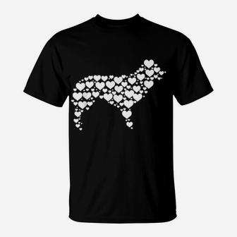 Heart Dog Australian Shepherd Puppy Valentine Day T-Shirt - Monsterry