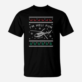 Helicopter Ugly Christmas Sweatshirt, Fun Xmas Heli Gift T-Shirt | Crazezy