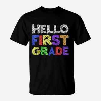 Hello First Grade 1St Grade Back To School T-Shirt | Crazezy