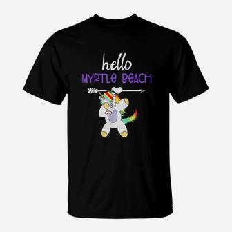 Hello Myrtle Beach South Carolina Dabbing Unicorn T-Shirt | Crazezy CA