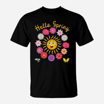 Hello Spring Sunny Sun Flower Women Easter Mother's Day Love T-Shirt | Crazezy