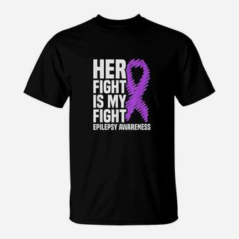 Her Fight Is My Fight Purple Ribbon T-Shirt | Crazezy