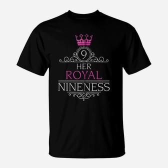 Her Royal Nineness 9Th Birthday For Nine Year Old Girl Zip Hoodie T-Shirt | Crazezy DE