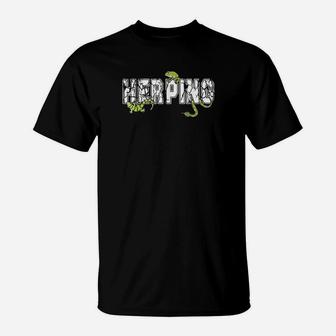 Herpetology Reptiles Snake Zoology Frog Gecko Herping T-Shirt | Crazezy