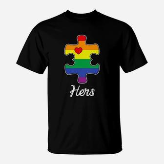 Hers Missing Piece Valentine Gift Happy Valentines Day T-Shirt - Seseable