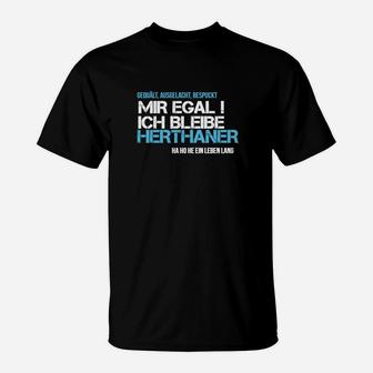 Hertha BSC Fan-T-Shirt Mir Egal, Ich Bleibe Herthaner - Schwarz - Seseable