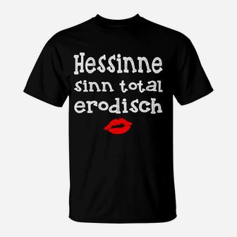 Hessen Pride T-Shirt Schwarz - Hessinnen Sinn Erotisch & Lippenabdruck - Seseable