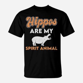 Hippos Are My Spirit Animal Hippopotamus Lover Retro T-Shirt | Crazezy