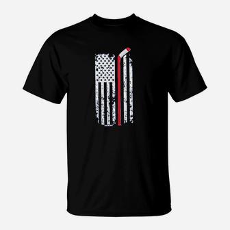 Hockey Stick American Flag T-Shirt | Crazezy