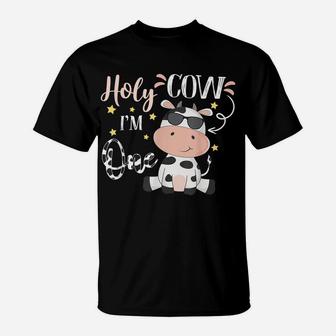 Holy Cow I'm One Cow Farm Theme Birthday 1 Years Old T-Shirt | Crazezy