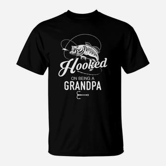 Hooked On Being A Grandpa Men Fishing Shirts T Shirt For Fisherman T-Shirt - Thegiftio UK