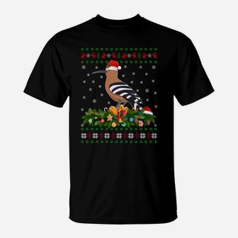 Hoopoes Bird Lover Xmas Santa Hat Ugly Hoopoes Christmas Sweatshirt T-Shirt | Crazezy