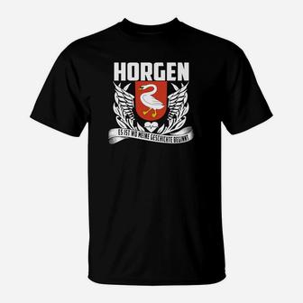 Horgen Wappen Adler & Drache Schwarzes T-Shirt, Design für Geschichte und Stolz - Seseable