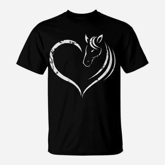 Horse Head Inside Heart Women Ladies Girls Teens Kids Gift T-Shirt | Crazezy UK