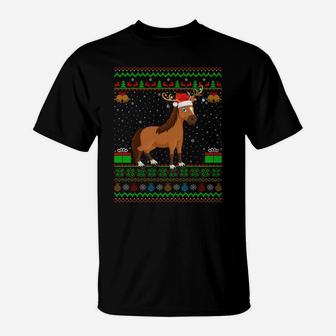 Horse Lover Santa Hat Matching Ugly Horse Christmas T-Shirt | Crazezy DE