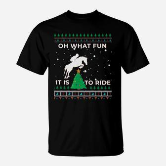 Horse Rider Equestrian Cowboy Ugly Christmas Sweater Jumper Sweatshirt T-Shirt | Crazezy