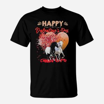 Horses Happy Valentines Day T-Shirt - Monsterry