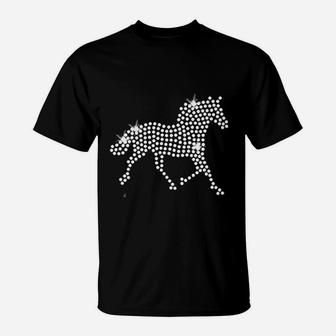Horses Iron On Rhinestone Crystal T-Shirt | Crazezy